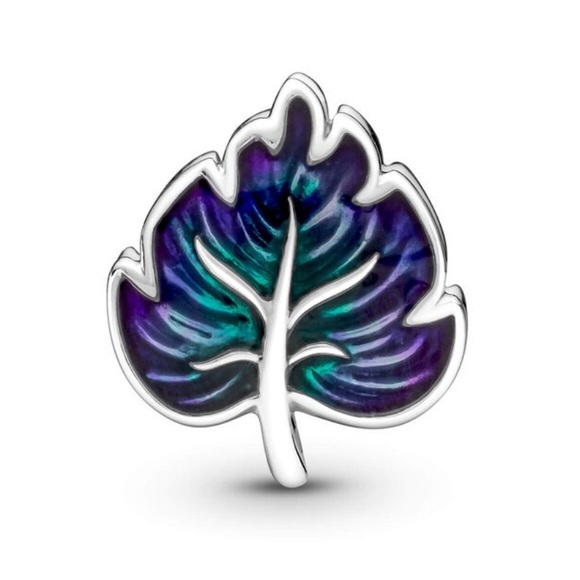 Retired Pandora Purple & Green Leaf Enamel Charm Sterling Silver 925 EUC - Picture 3 of 10
